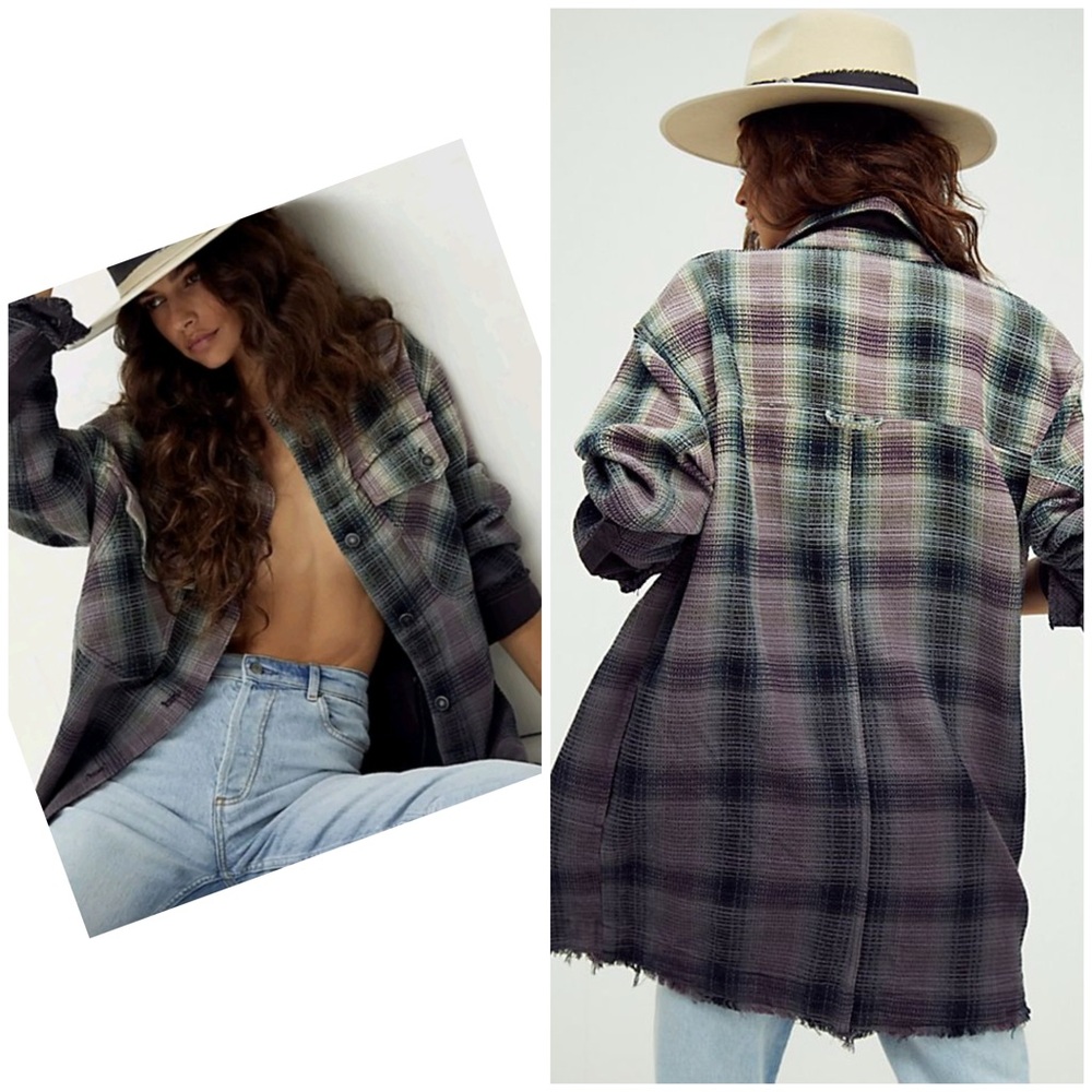 Free People Anneli Plaid Shirt Jacket